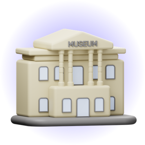Illustration of a museum building.